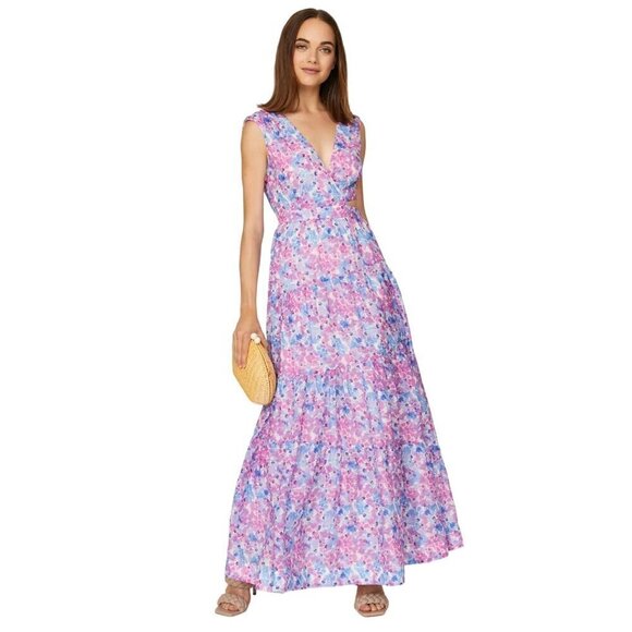 Nicholas Orchid Maxi in Pink purple 8 Womens Long Floral Gown Dress - Picture 1 of 14